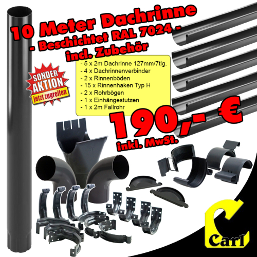 Dachrinnenset 125mm/7tlg. RAL 7024